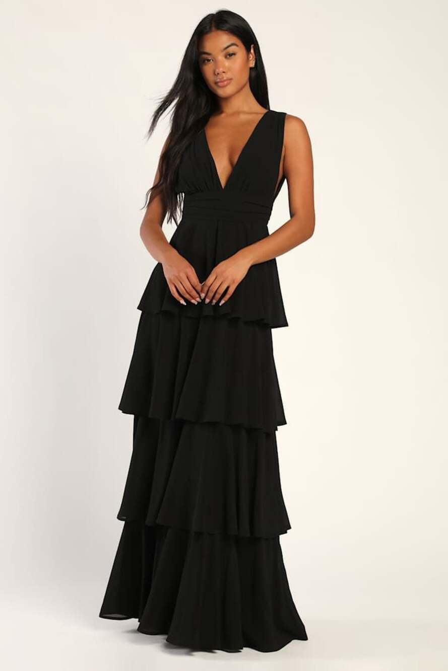 Amazing Evening Black Tiered Maxi Dress - ,